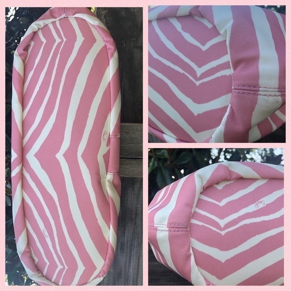 24022 Coach Pink White Zebra Devin Bag Wallet Set - Picture 4 of 8